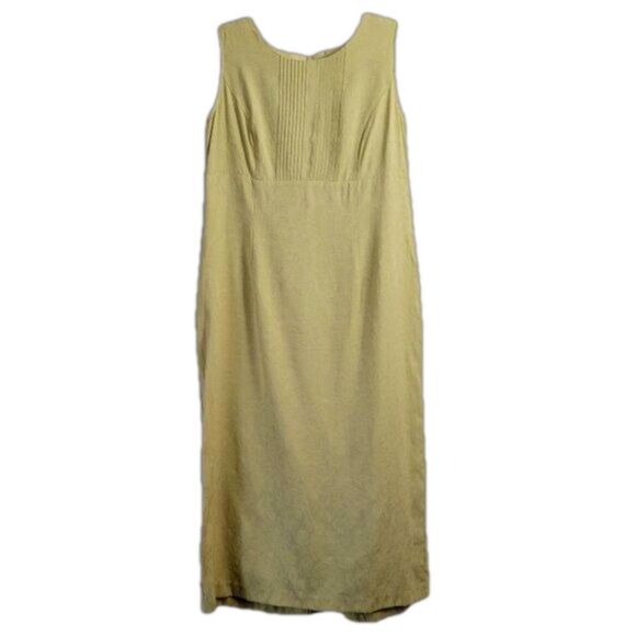 Sag Harbor Dresses & Skirts - Sag Harbor Pencil Dress Yellow Rayon blend 12P Jacquard Zip sleeveless Retro EUC